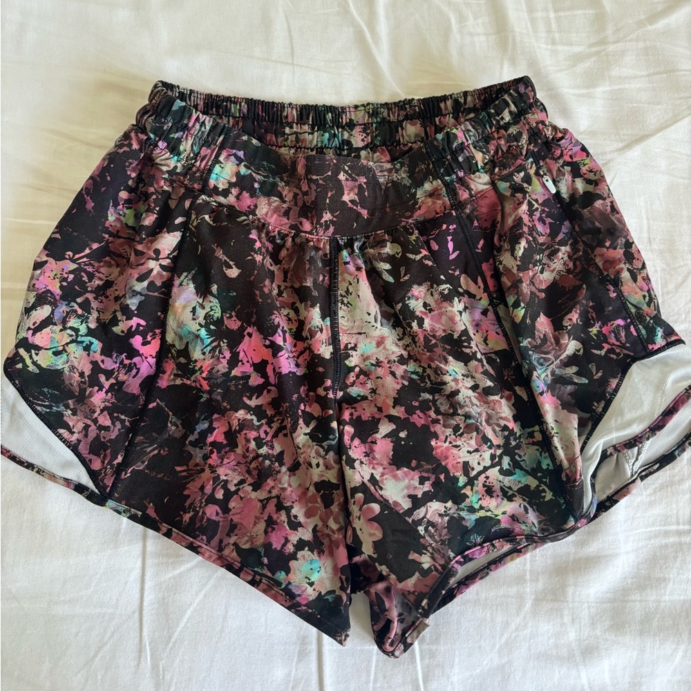 lululemon athletica Black Multicolor Splatter Athletic Shorts
